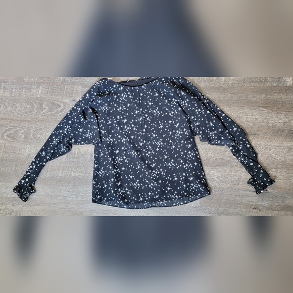 Laundry by Shelli Segal Blouse Women's 8 Black & White Twinkle Star Long-sleeved - Picture 16 of 16